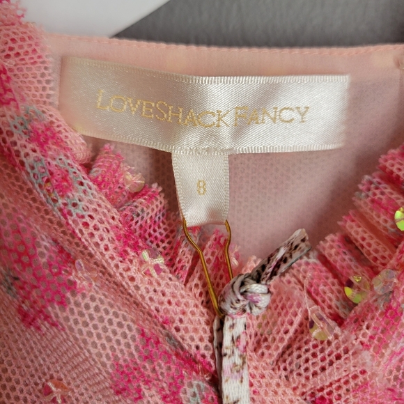 NWT LoveShackFancy Roey Mini Ruffle Dress Size 8 Autumn Rose - Picture 9 of 13